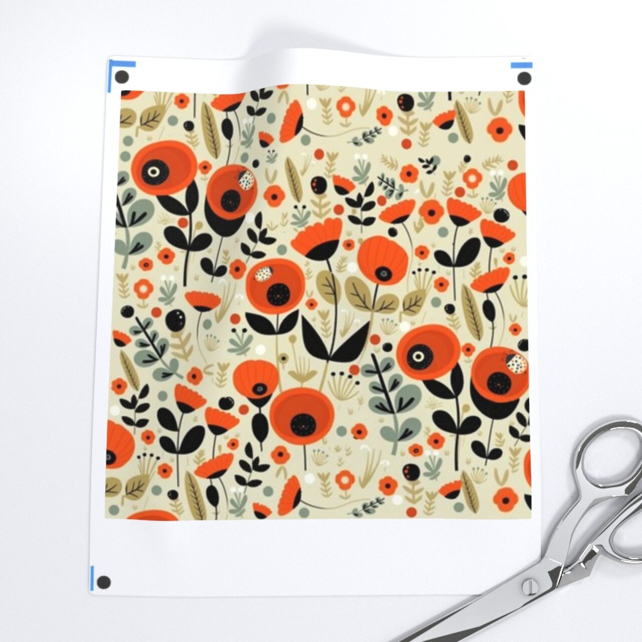Mid Century Floral Retro Orange Atomic Botanical 1950S 1960S Look Custom Printed Fabric by Spoonflower Various Fabrics by the Yard or Fat Quarter